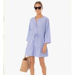 Tuckernuck Pomander Place women's S Blue Lucy tiered‎ mini Dress 3/4 Sleeve
